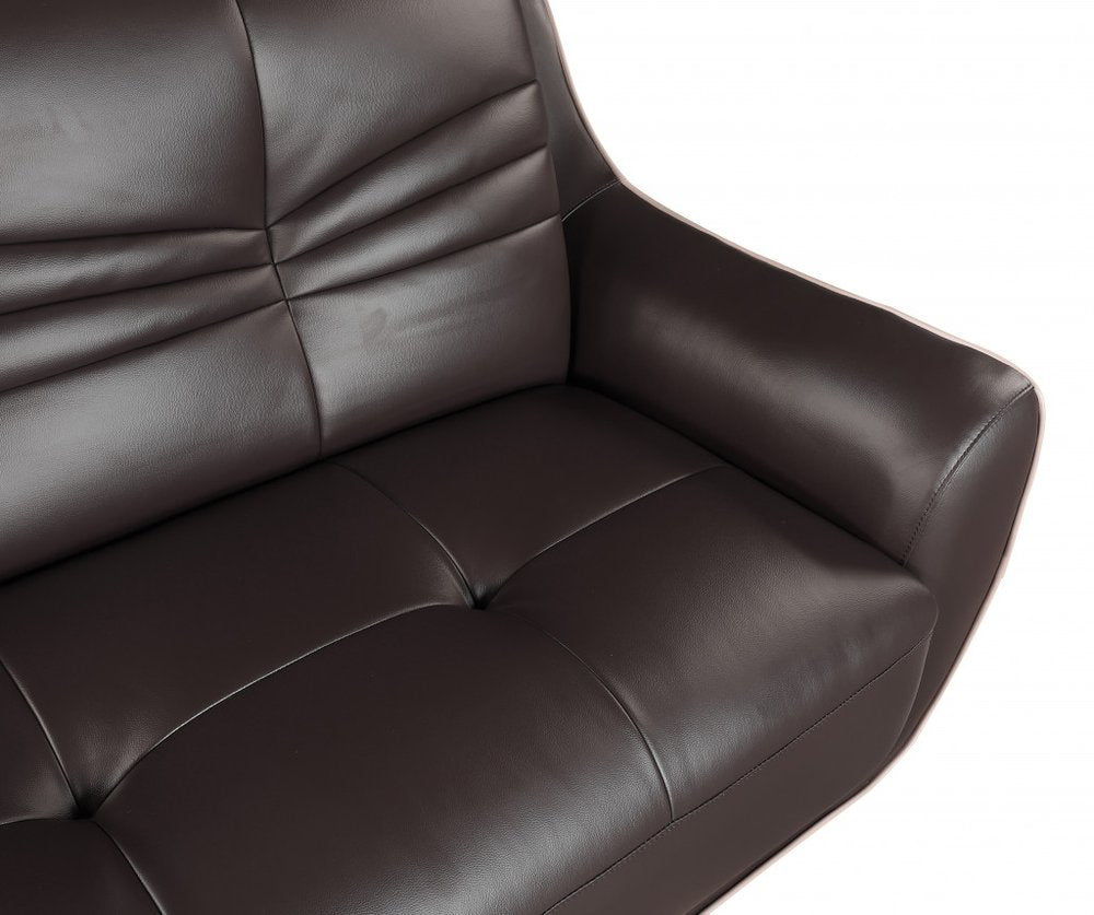 49" Brown Tufted Leather Match Club Chair HomeRoots
