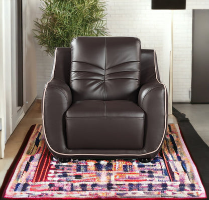 Leather Match Solid Color Flared Arms Club Chair Brown Legs