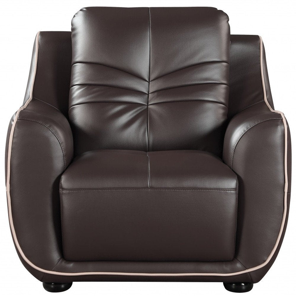 49" Brown Tufted Leather Match Club Chair HomeRoots