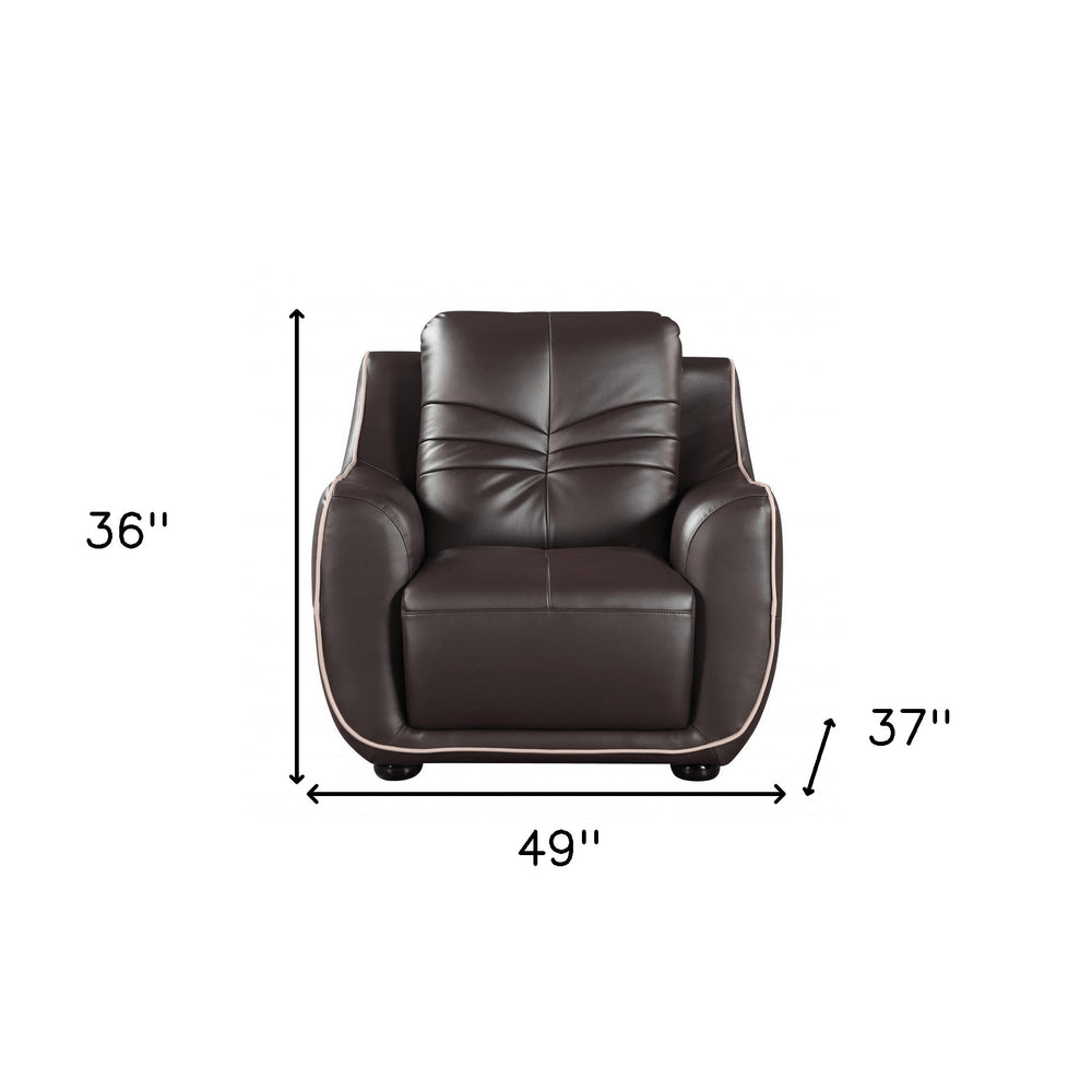 Leather Match Solid Color Flared Arms Club Chair Brown Legs HomeRoots
