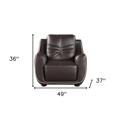 Leather Match Solid Color Flared Arms Club Chair Brown Legs HomeRoots