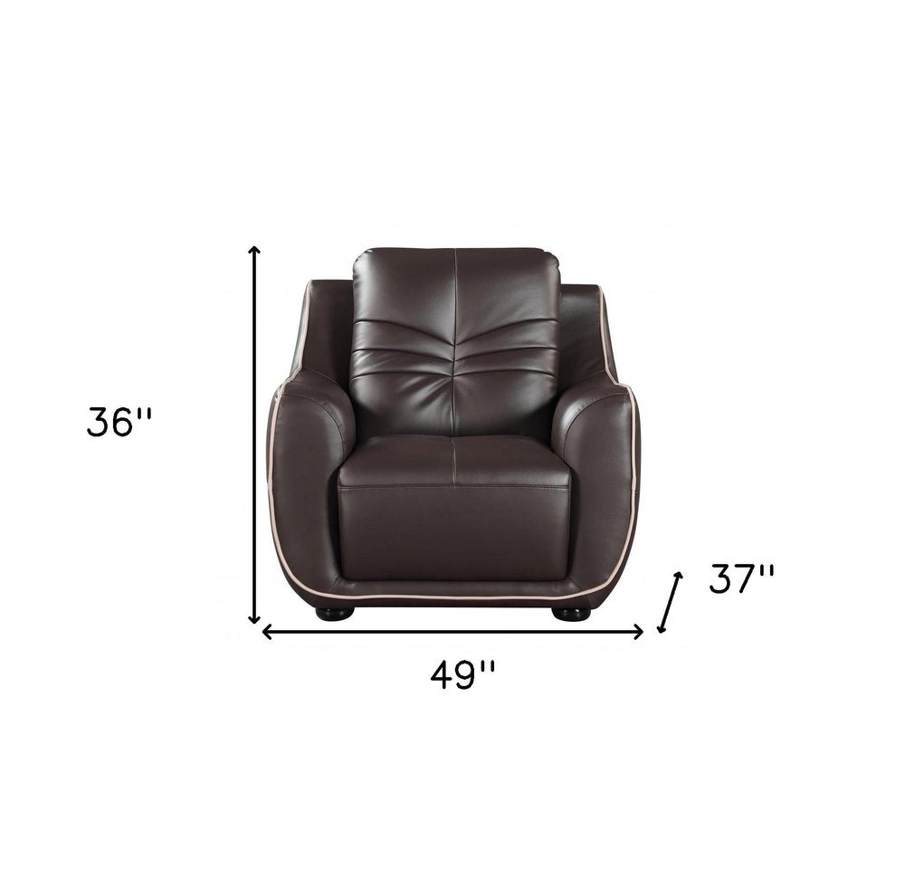 49" Brown Tufted Leather Match Club Chair HomeRoots