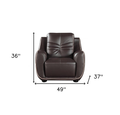 49" Brown Tufted Leather Match Club Chair HomeRoots