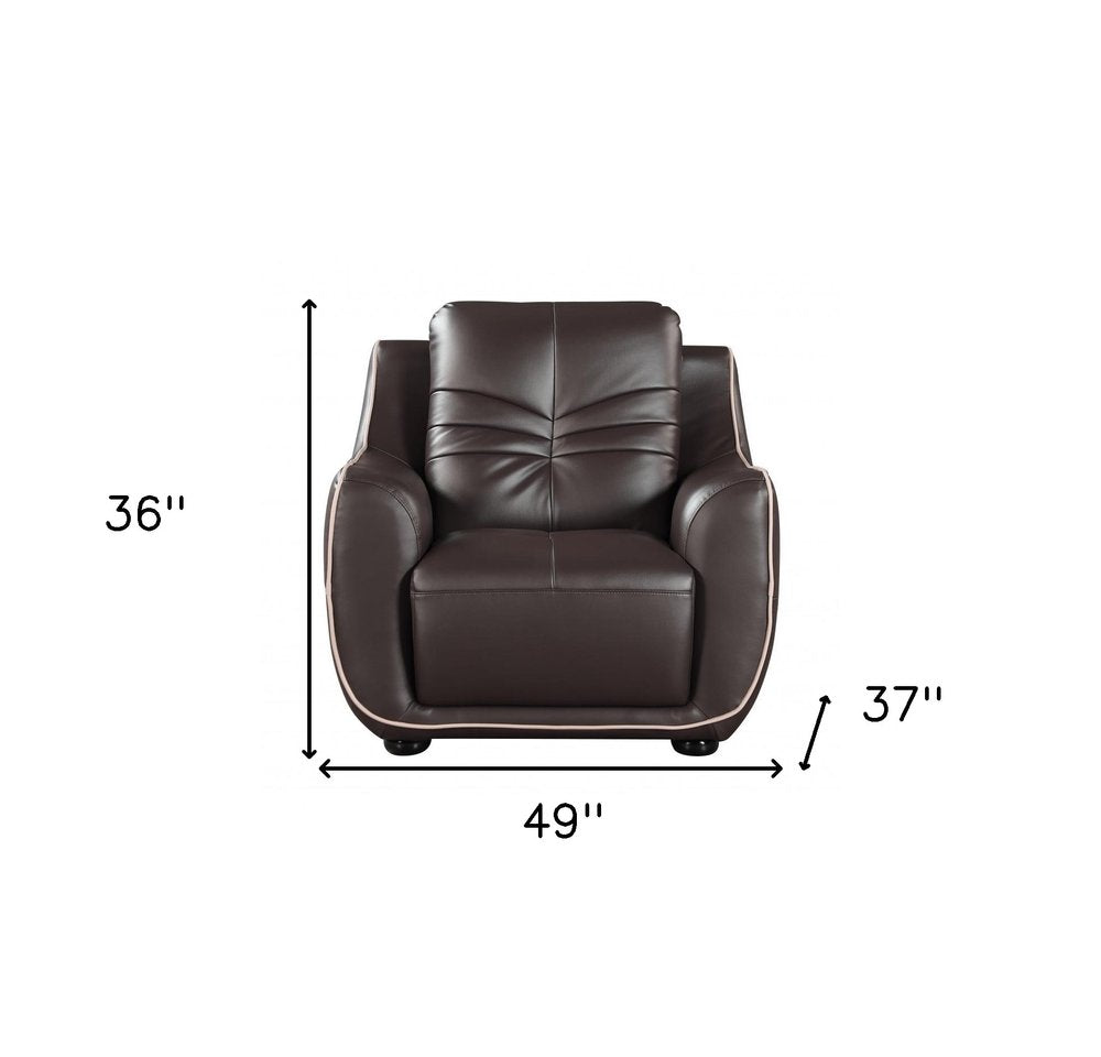 49" Brown Tufted Leather Match Club Chair HomeRoots