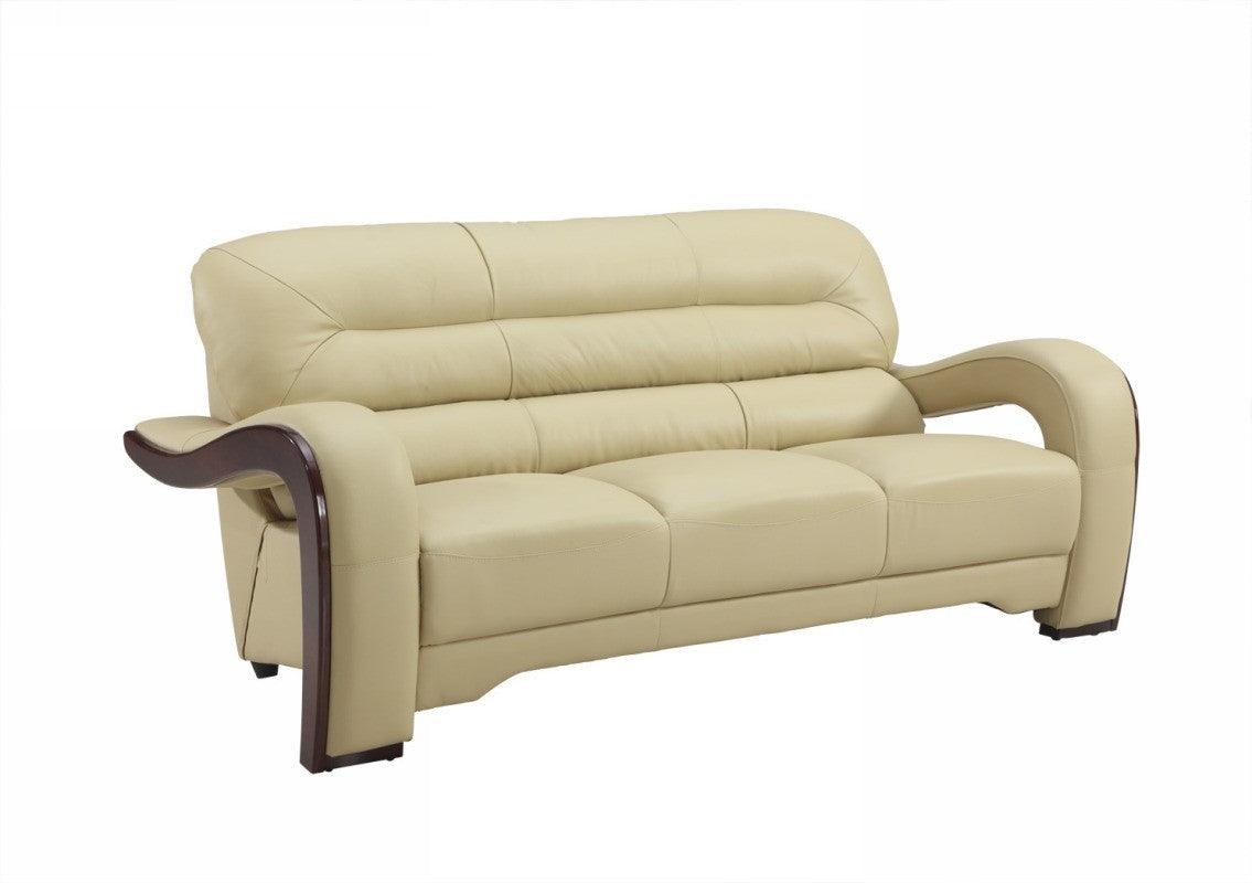 Three Piece Indoor Beige Genuine Leather Six Person Seating Set - FurniFindUSA