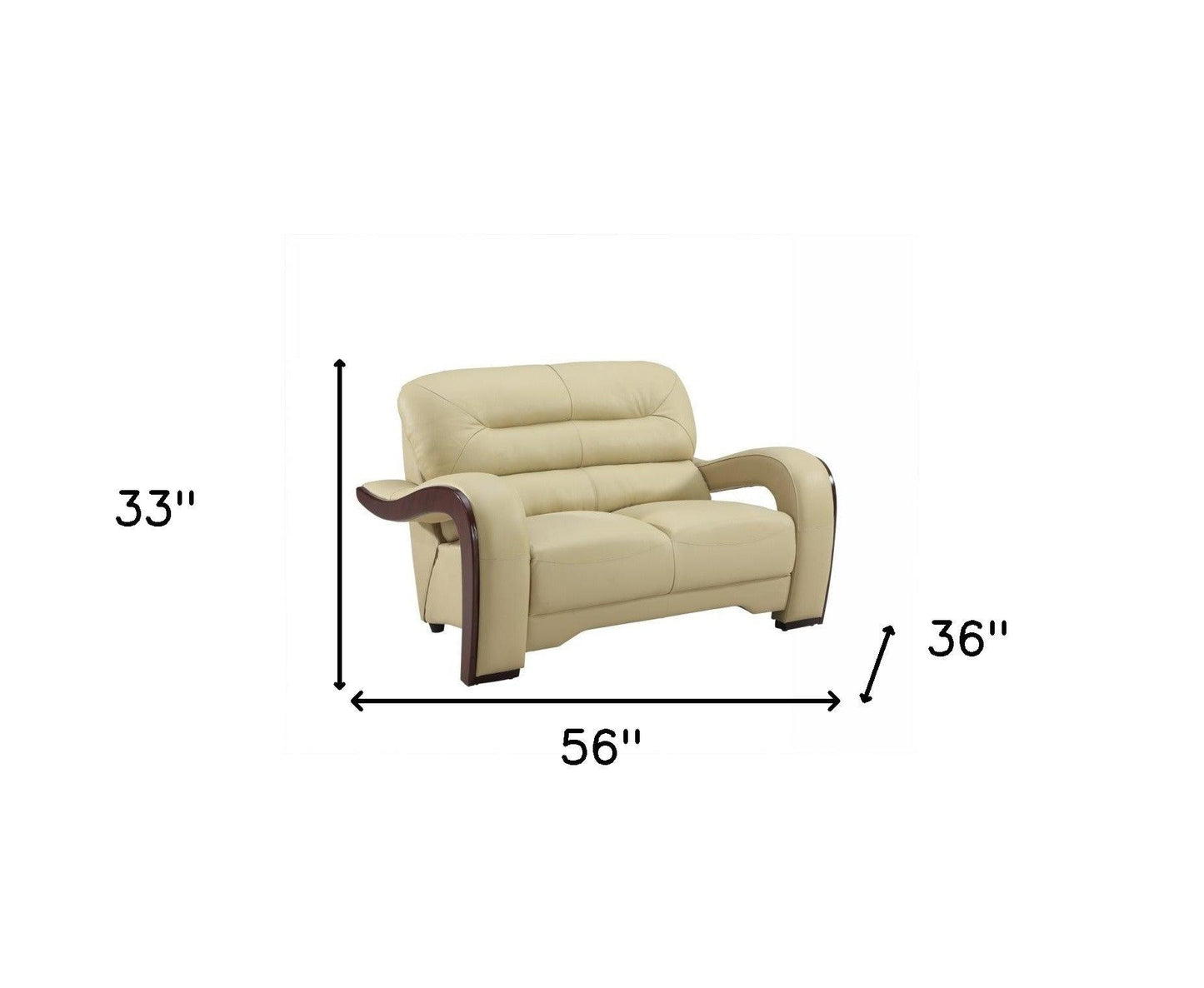 Three Piece Indoor Beige Genuine Leather Six Person Seating Set - FurniFindUSA