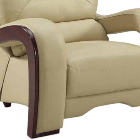 39" Beige and Brown Leather Arm Chair HomeRoots