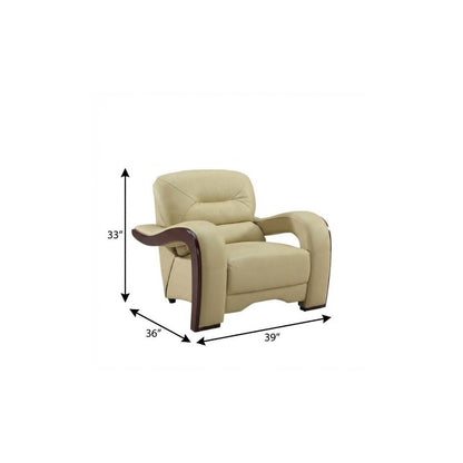 39" Beige and Brown Leather Arm Chair HomeRoots
