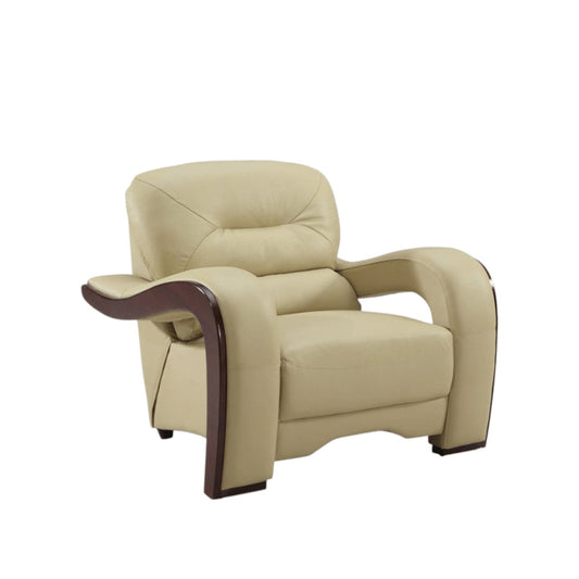 39" Beige and Brown Leather Arm Chair HomeRoots