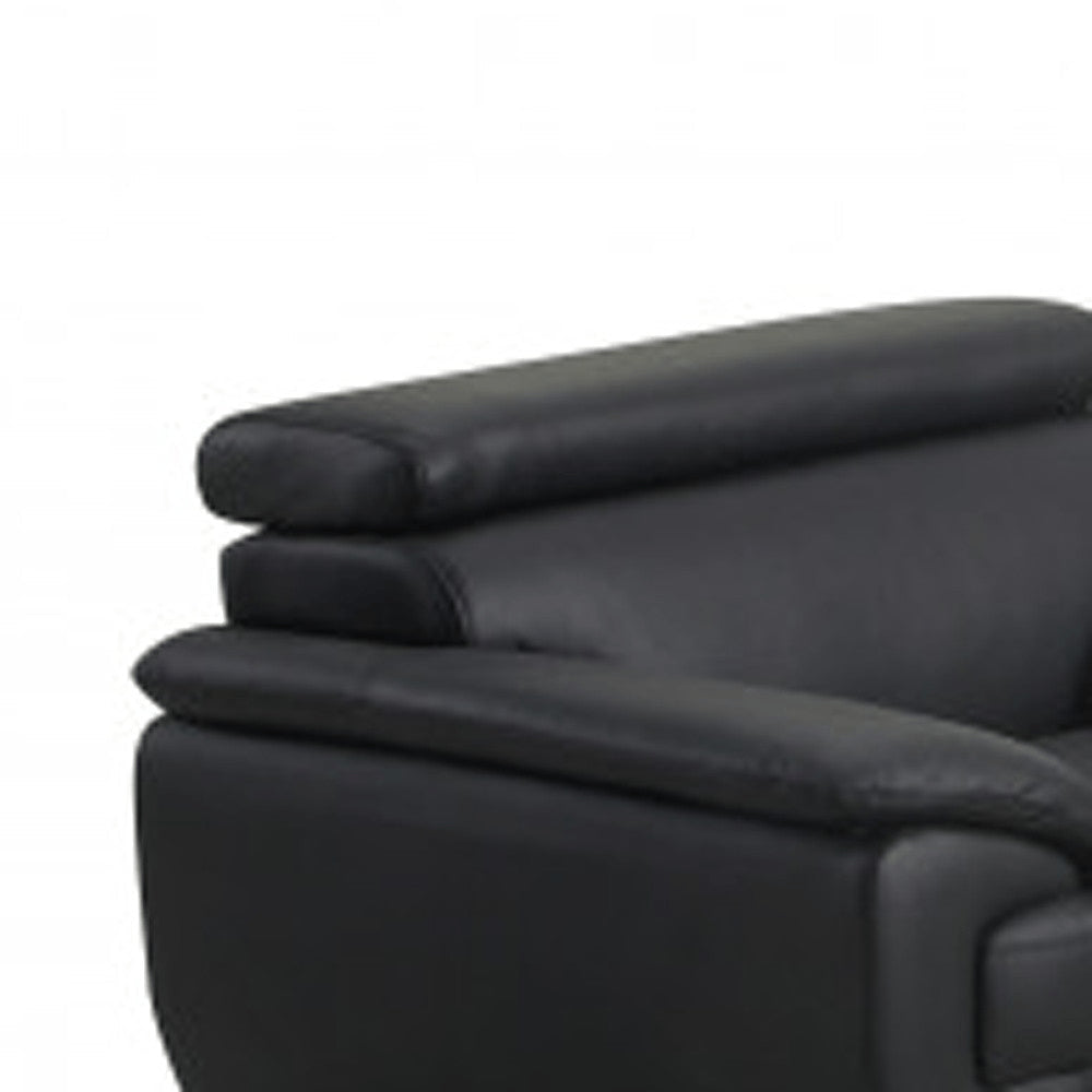 Three Piece Indoor Black Genuine Leather Six Person Seating Set HomeRoots