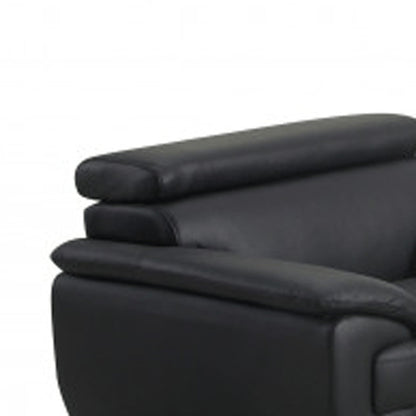 Three Piece Indoor Black Genuine Leather Six Person Seating Set HomeRoots
