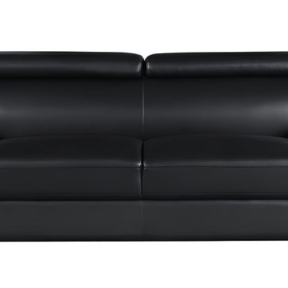 86" Black Leather Sofa With Silver Legs HomeRoots