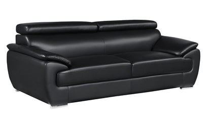86" Black Leather Sofa With Silver Legs HomeRoots