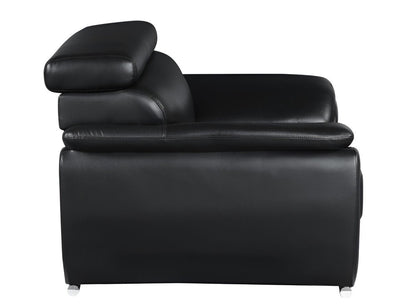 86" Black Leather Sofa With Silver Legs HomeRoots