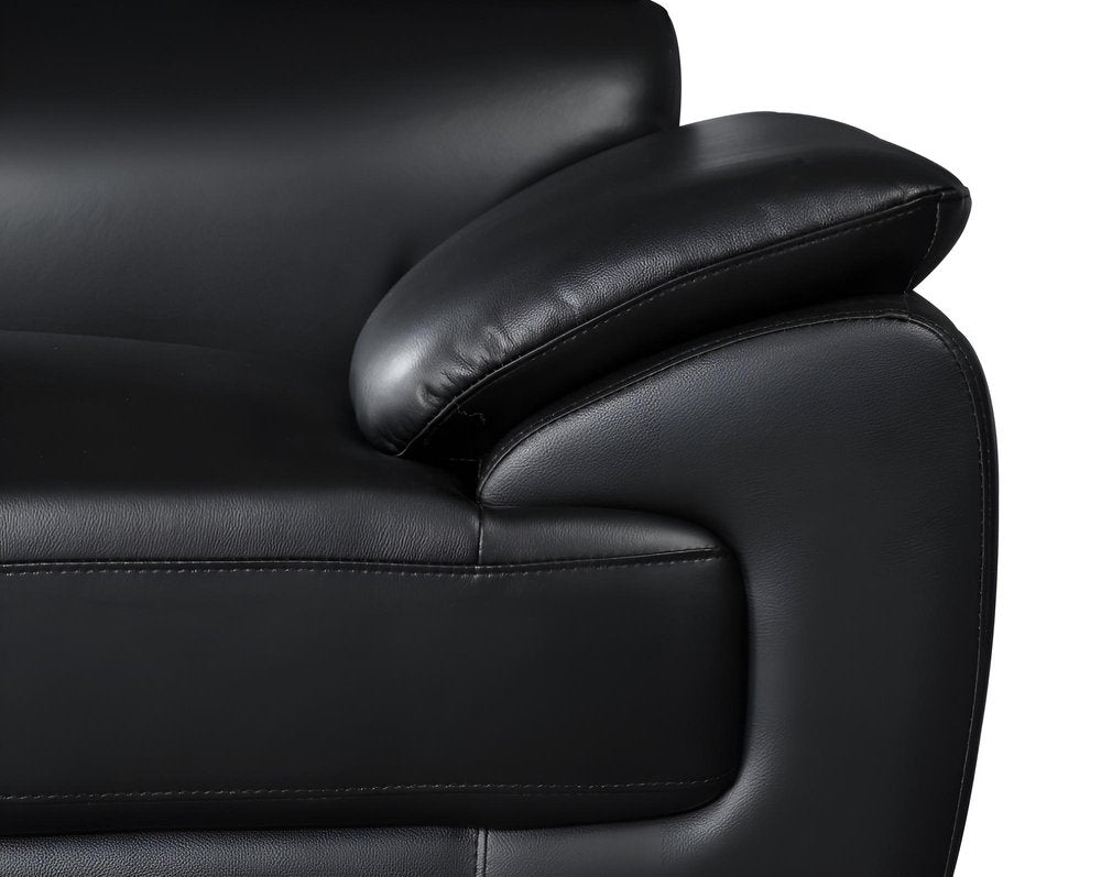 86" Black Leather Sofa With Silver Legs HomeRoots