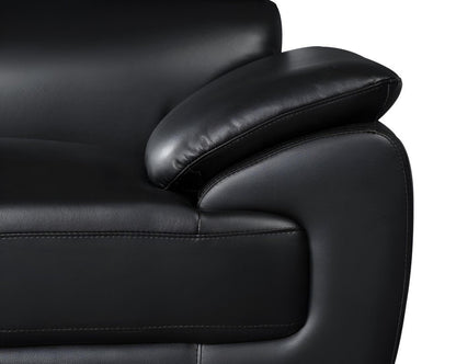 86" Black Leather Sofa With Silver Legs HomeRoots