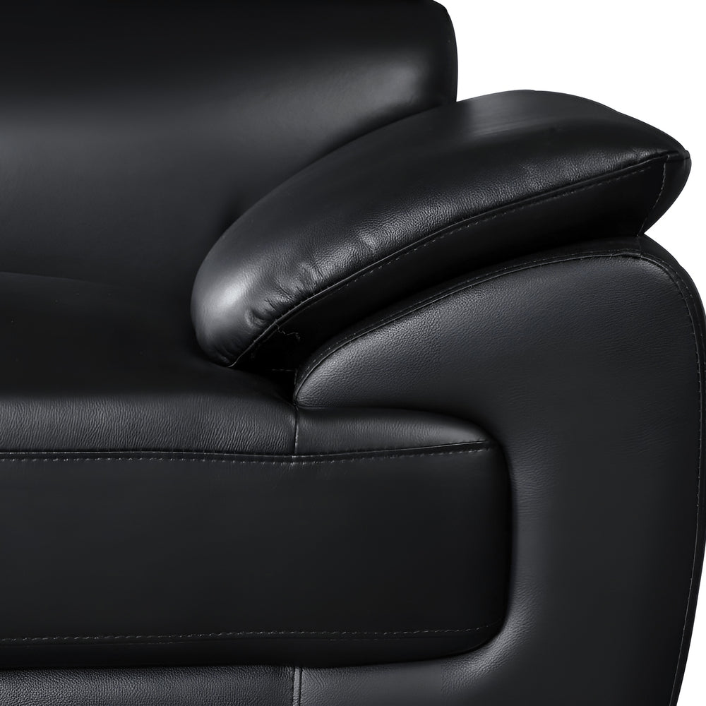 86" Black Leather Sofa With Silver Legs HomeRoots