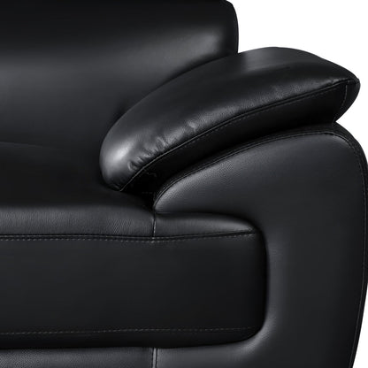 86" Black Leather Sofa With Silver Legs HomeRoots