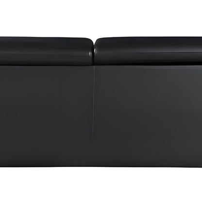 86" Black Leather Sofa With Silver Legs HomeRoots