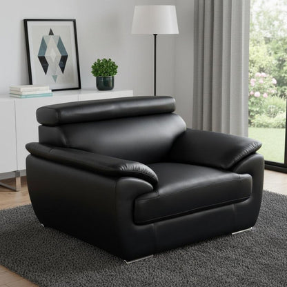 38" Black And White Genuine Leather Chair and a Half HomeRoots