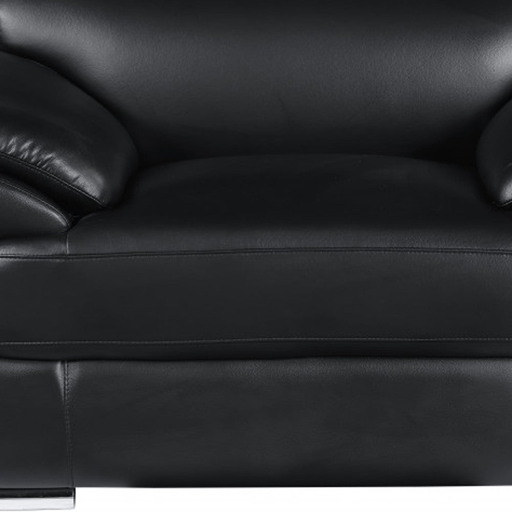 38" Black And White Genuine Leather Chair and a Half HomeRoots