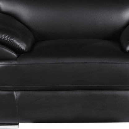 38" Black And White Genuine Leather Chair and a Half HomeRoots