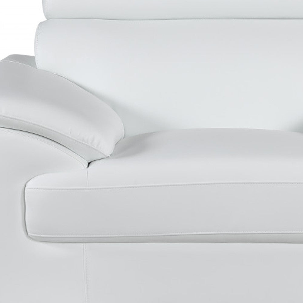 Three Piece Indoor White Genuine Leather Six Person Seating Set HomeRoots