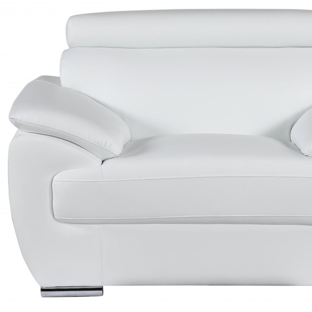 Three Piece Indoor White Genuine Leather Six Person Seating Set HomeRoots