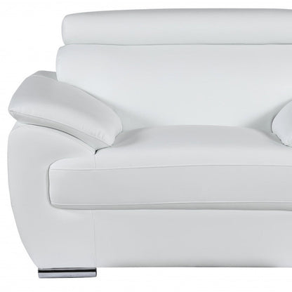 Three Piece Indoor White Genuine Leather Six Person Seating Set HomeRoots