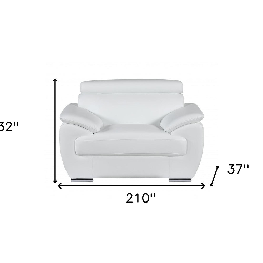Three Piece Indoor White Genuine Leather Six Person Seating Set HomeRoots
