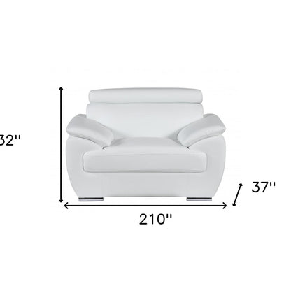 Three Piece Indoor White Genuine Leather Six Person Seating Set HomeRoots