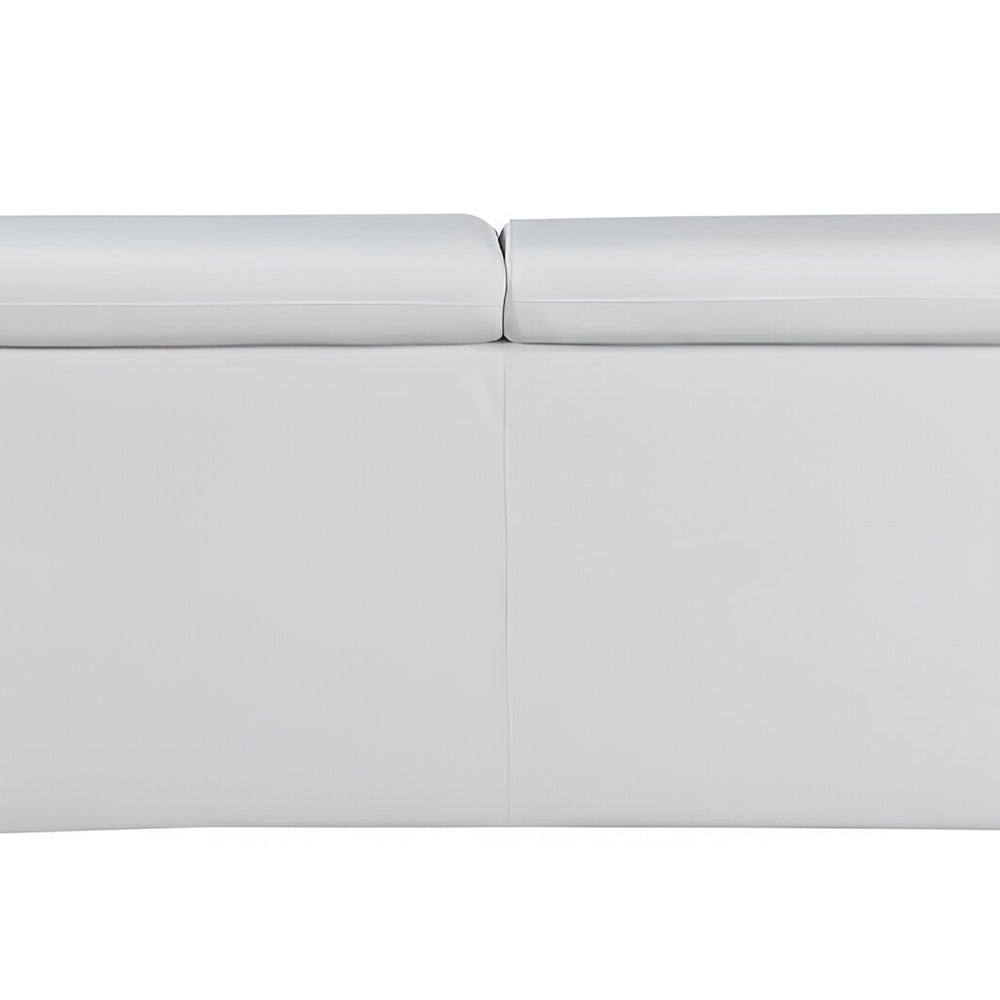 86" White Leather Sofa With Silver Legs HomeRoots