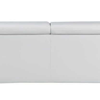 86" White Leather Sofa With Silver Legs HomeRoots