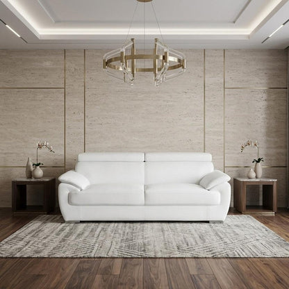 86" White Leather Sofa With Silver Legs HomeRoots