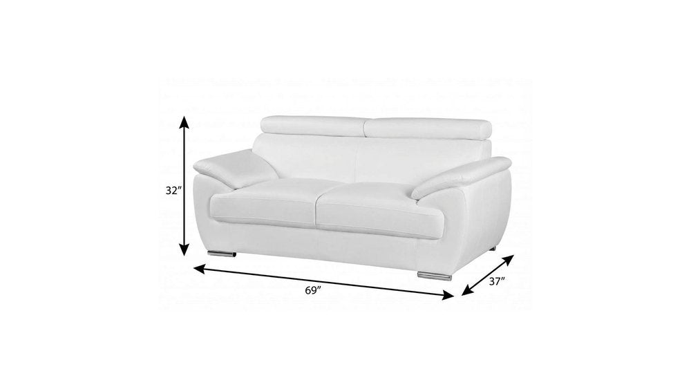 69" White And Silver Faux Leather Loveseat HomeRoots