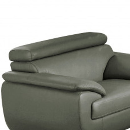 Three Piece Indoor Gray Genuine Leather Six Person Seating Set HomeRoots