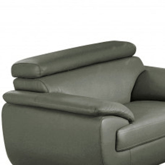 Three Piece Indoor Gray Genuine Leather Six Person Seating Set HomeRoots