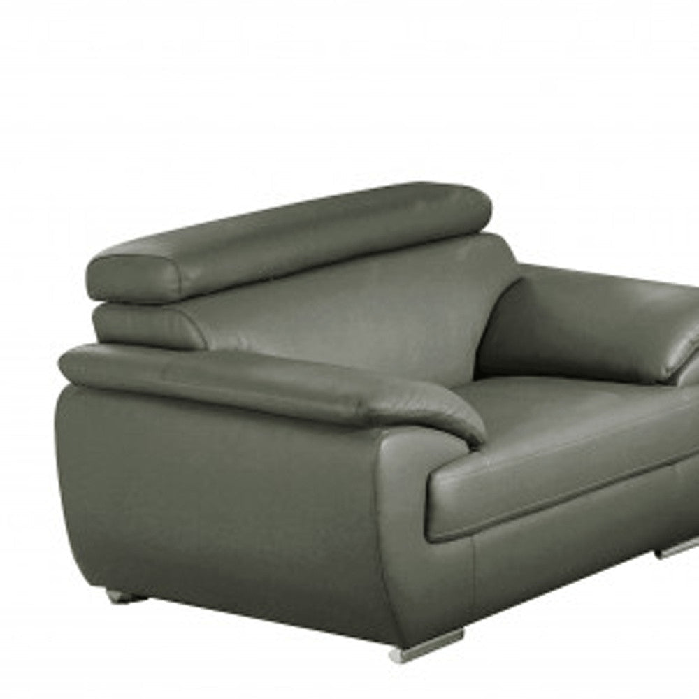 Three Piece Indoor Gray Genuine Leather Six Person Seating Set HomeRoots