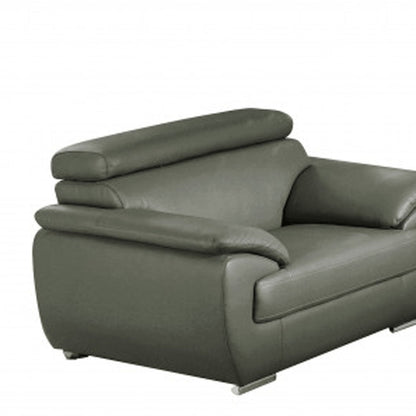 Three Piece Indoor Gray Genuine Leather Six Person Seating Set HomeRoots