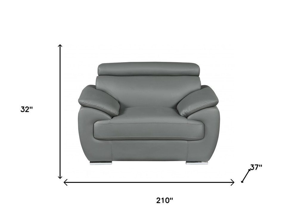 Three Piece Indoor Gray Genuine Leather Six Person Seating Set HomeRoots