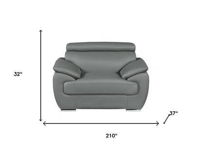 Three Piece Indoor Gray Genuine Leather Six Person Seating Set HomeRoots