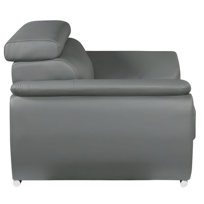 86" Gray Leather Sofa With Silver Legs HomeRoots