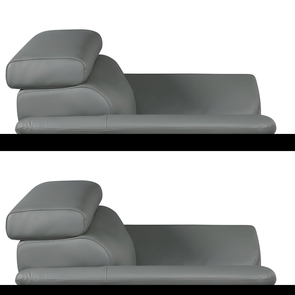 86" Gray Leather Sofa With Silver Legs HomeRoots