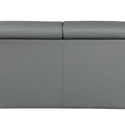 86" Gray Leather Sofa With Silver Legs HomeRoots