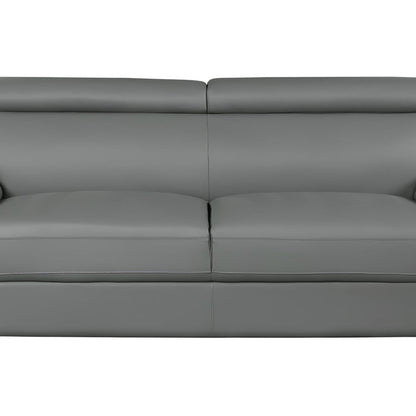 86" Gray Leather Sofa With Silver Legs HomeRoots