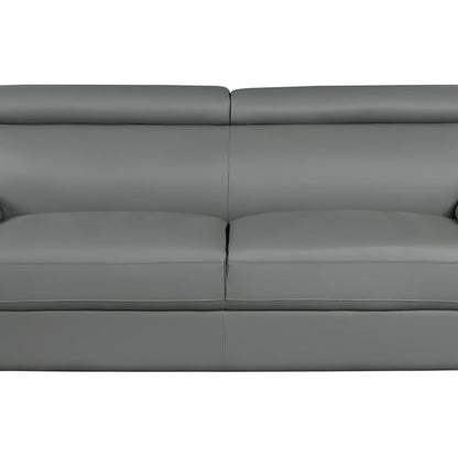86" Gray Leather Sofa With Silver Legs HomeRoots
