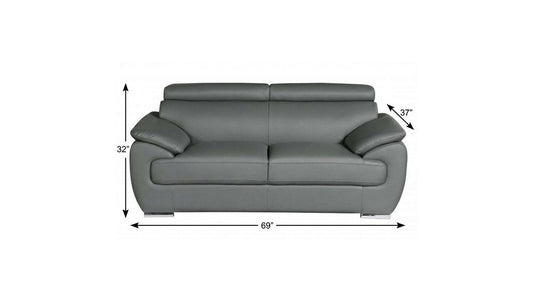 69" Gray And Silver Faux Leather Loveseat HomeRoots