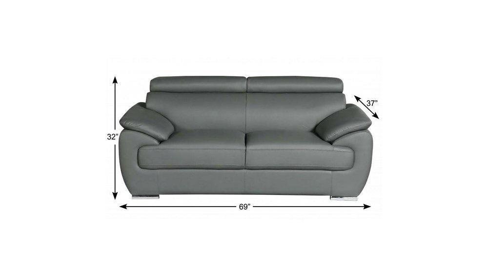 69" Gray And Silver Faux Leather Loveseat HomeRoots