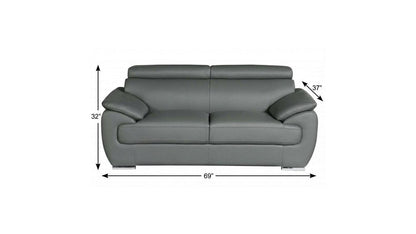 69" Gray And Silver Faux Leather Loveseat HomeRoots