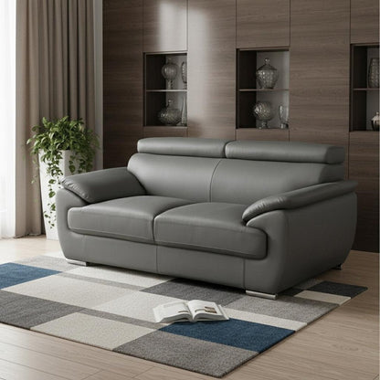 69" Gray And Silver Faux Leather Loveseat HomeRoots